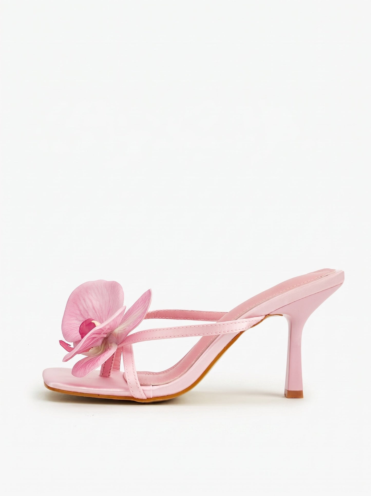 Pink Orchid Square Toe Strappy Heeled Sandals