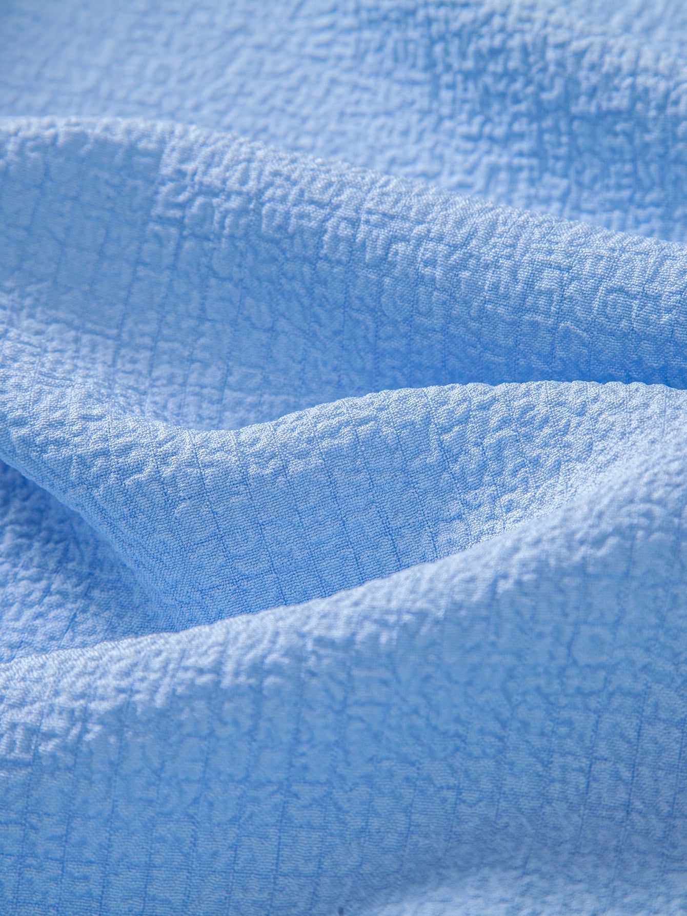 Short Sleeve Seersucker Stand Collar Shirt & Crinkle Textured Straight Leg Pants