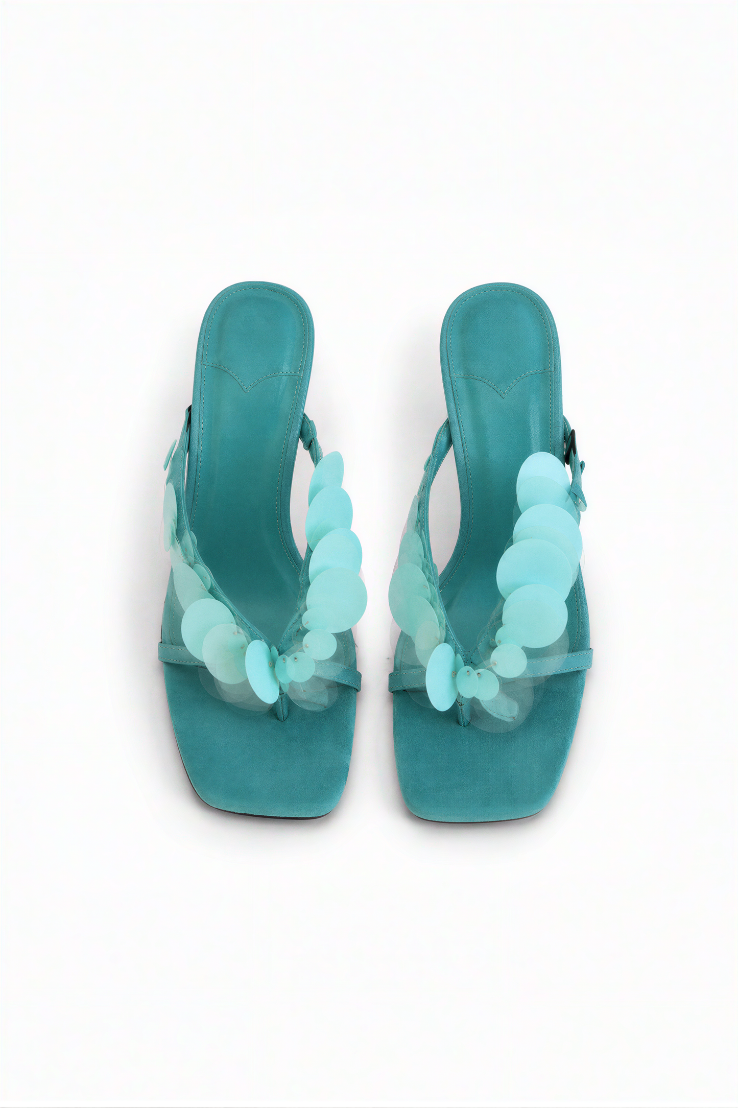 Vibrant Turquoise Paillette Stiletto Sandals