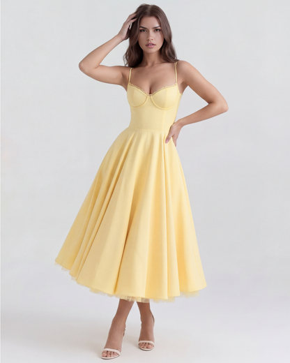 Tulle-Cut Midi Dress