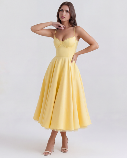 Tulle-Cut Midi Dress