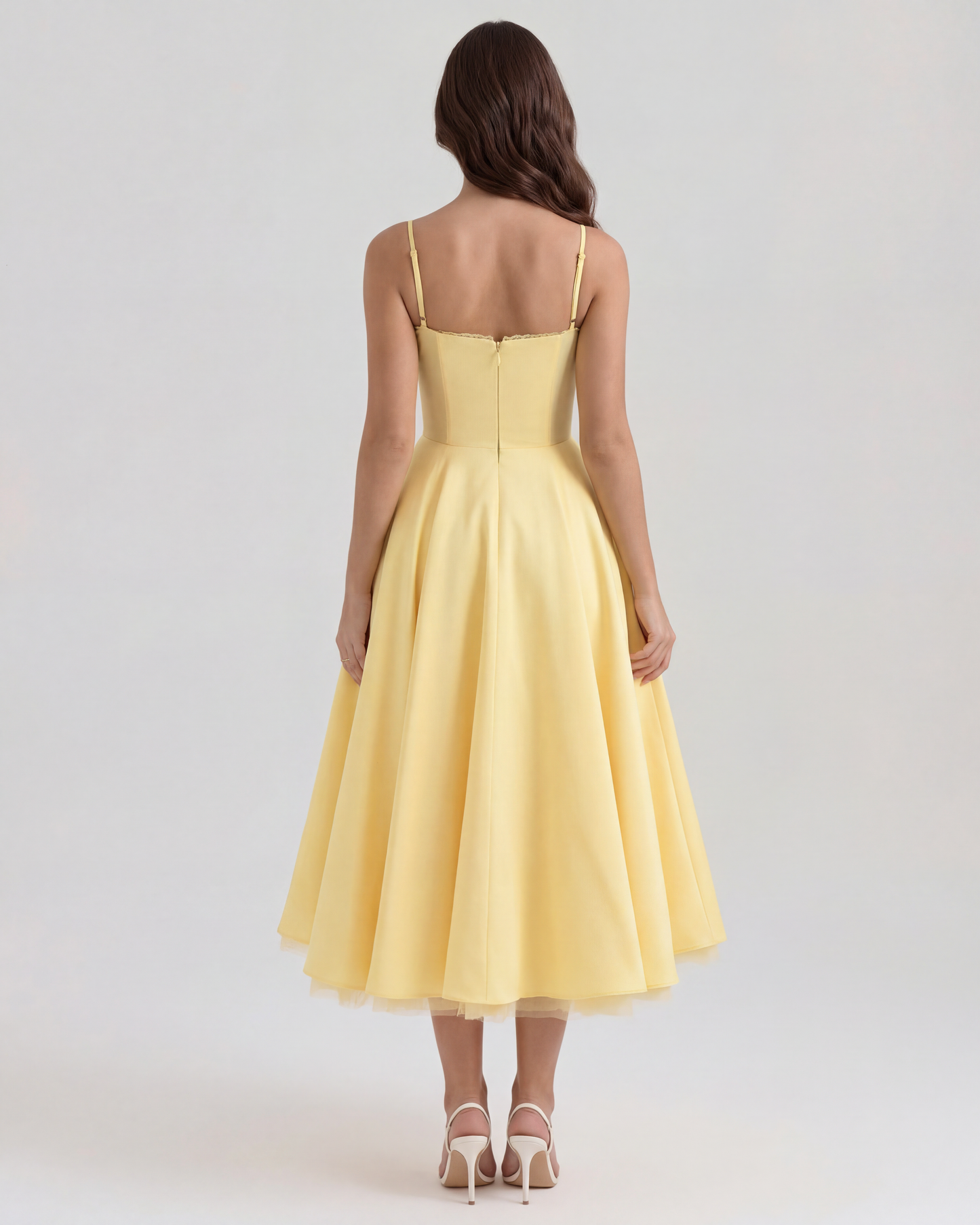 Tulle-Cut Midi Dress