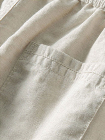 Linen Stripe Open Knit Polo & Straight Leg Linen Pants