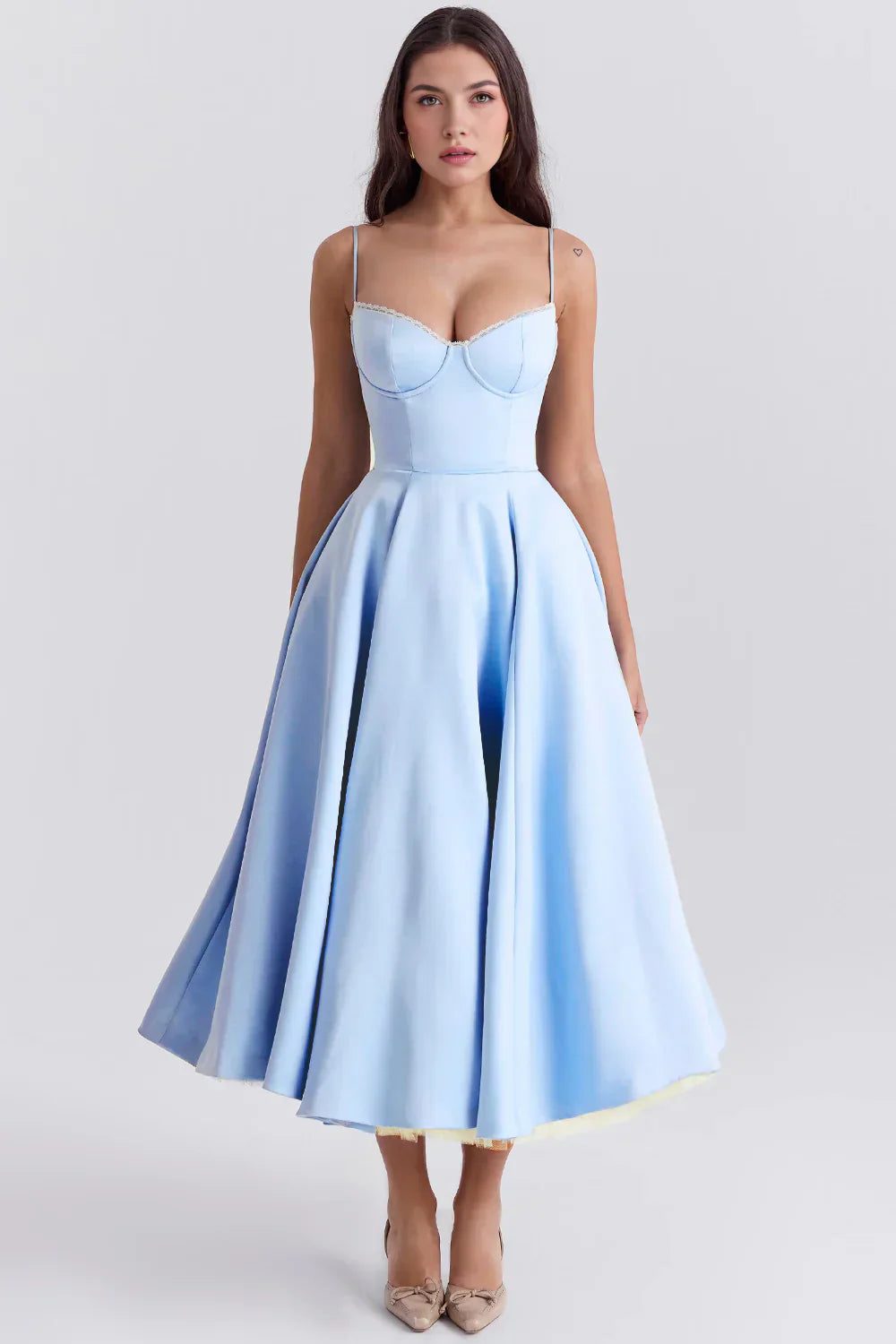 Tulle-Cut Midi Dress