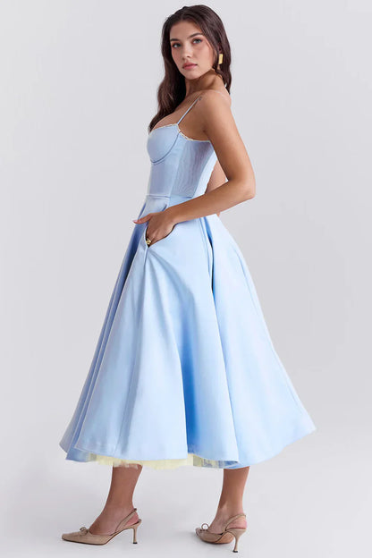 Tulle-Cut Midi Dress