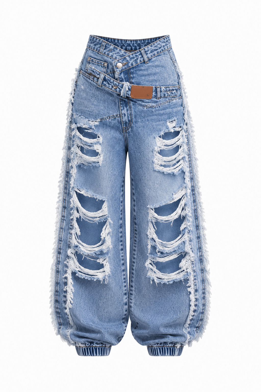 Ripped Fringed Loose Jeans