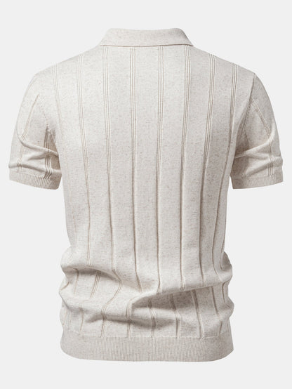 Linen Ribbed Knit Polo & Slim Fit Tapered Trousers