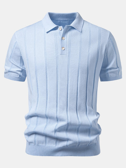 Linen Ribbed Knit Polo & Slim Fit Tapered Trousers