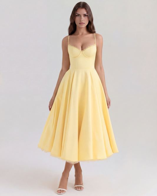 Tulle-Cut Midi Dress