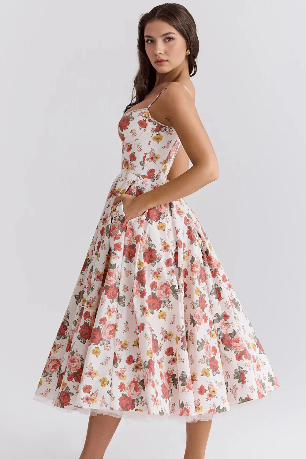 Tulle-Cut Midi Dress
