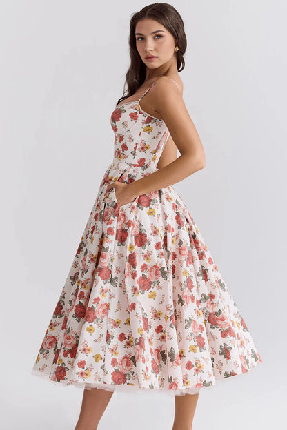 Tulle-Cut Midi Dress