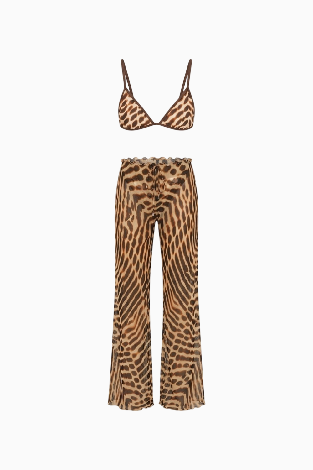 Sheer Animal Print 3-Piece Beach Bikini
