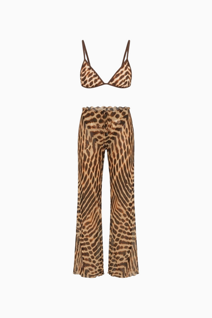 Sheer Animal Print 3-Piece Beach Bikini