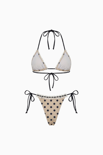 Dotted Top & Tie-Side Bottoms Bikini