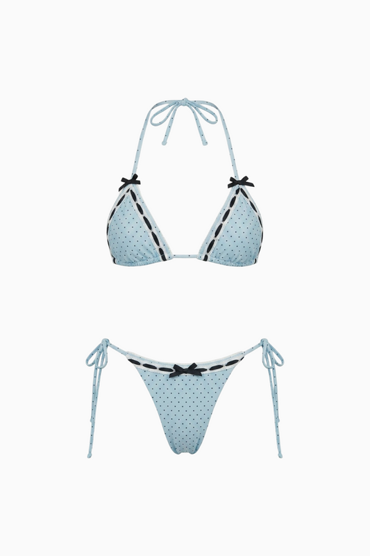 Dotted Top & Tie-Side Bottoms Bikini