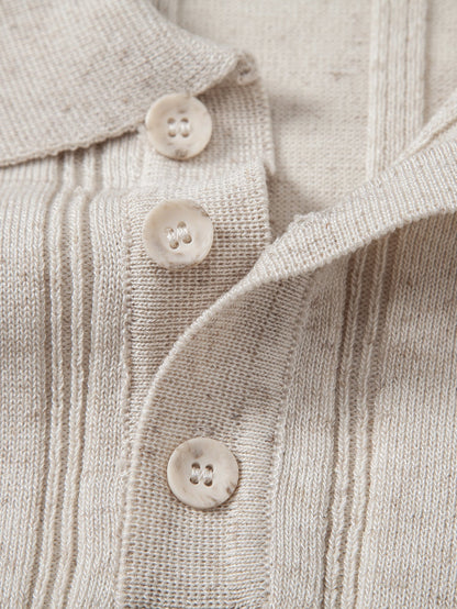 Linen Ribbed Knit Polo & Slim Fit Tapered Trousers