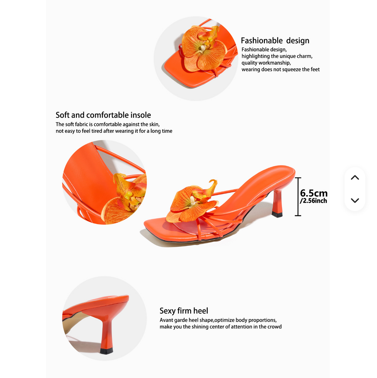 Vibrant Orange Orchid Strappy Heeled Sandals