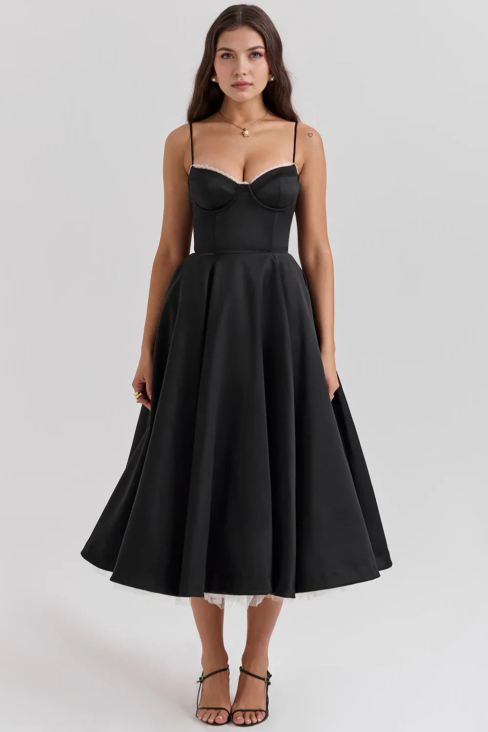 Tulle-Cut Midi Dress