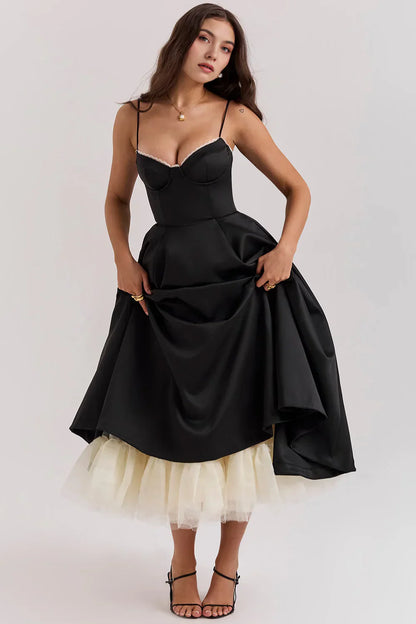 Tulle-Cut Midi Dress