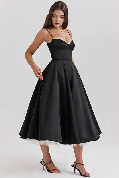 Tulle-Cut Midi Dress