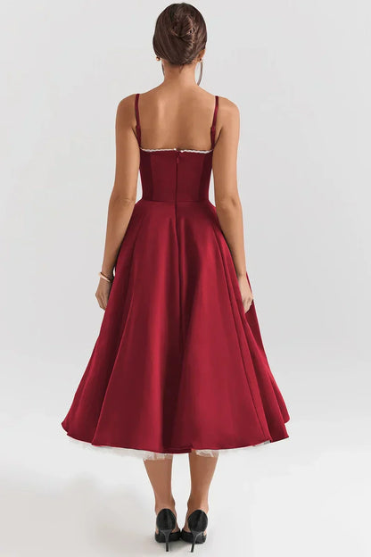 Tulle-Cut Midi Dress