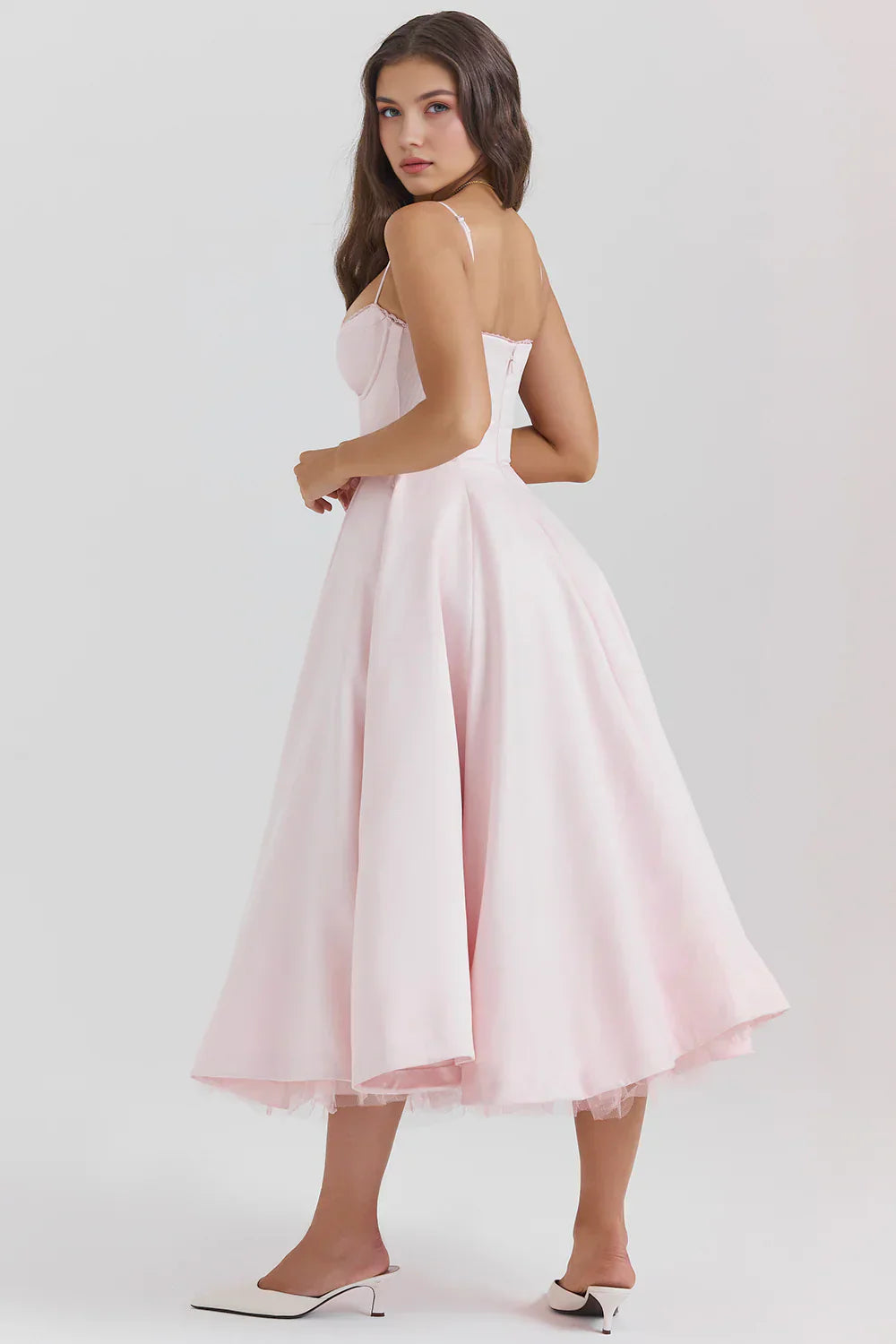 Tulle-Cut Midi Dress