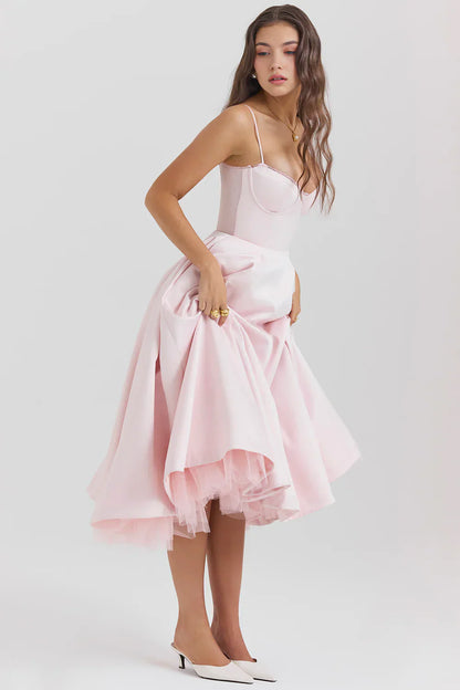 Tulle-Cut Midi Dress