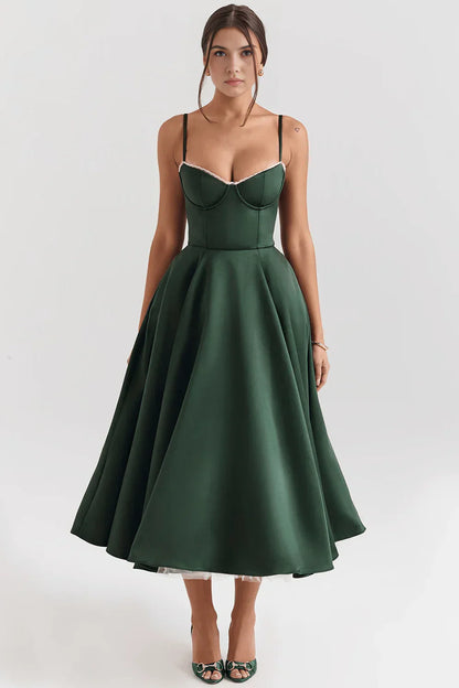 Tulle-Cut Midi Dress