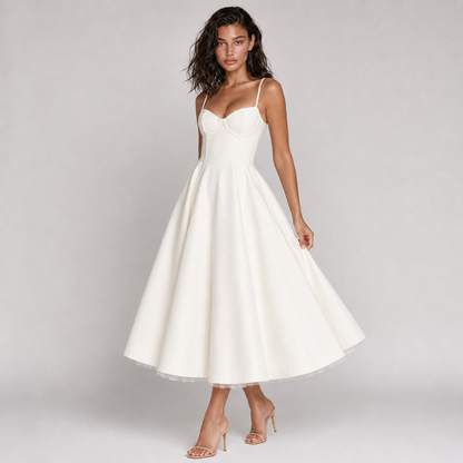 Tulle-Cut Midi Dress