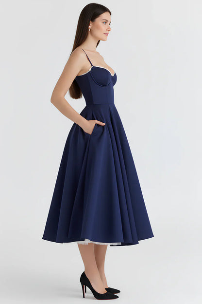 Tulle-Cut Midi Dress