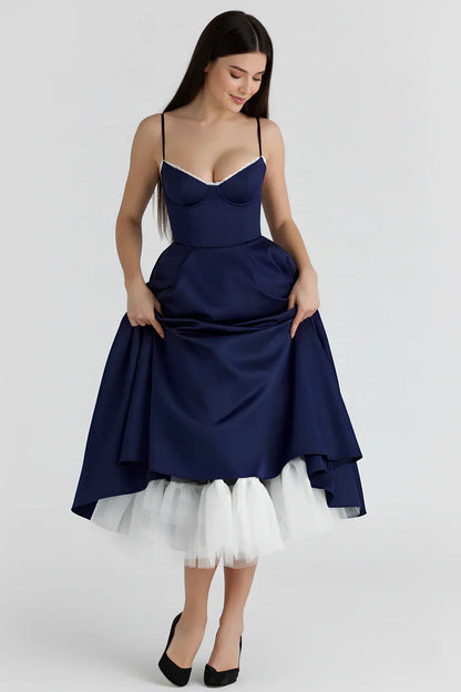 Tulle-Cut Midi Dress