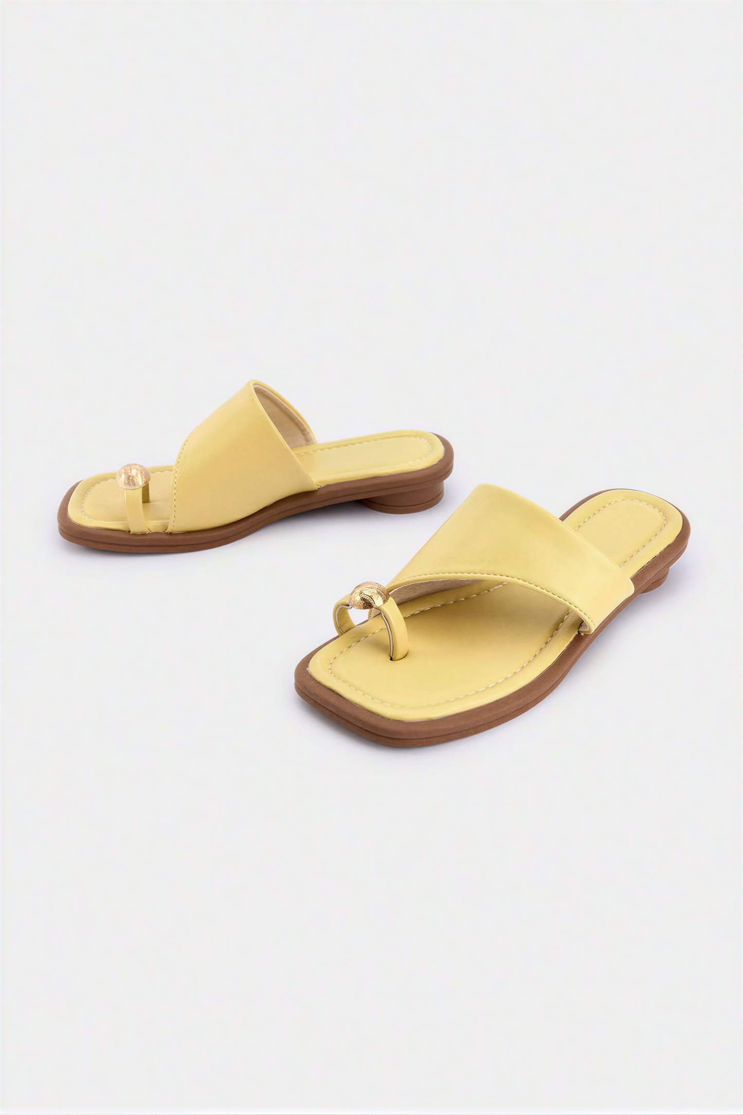 Pale Yellow Toe-Ring Flat Sandals