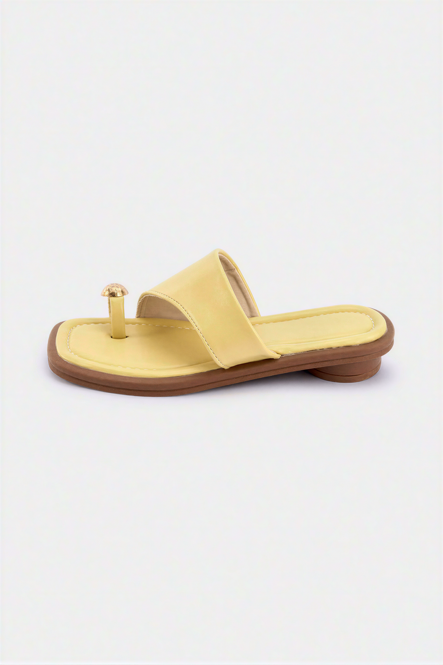 Pale Yellow Toe-Ring Flat Sandals