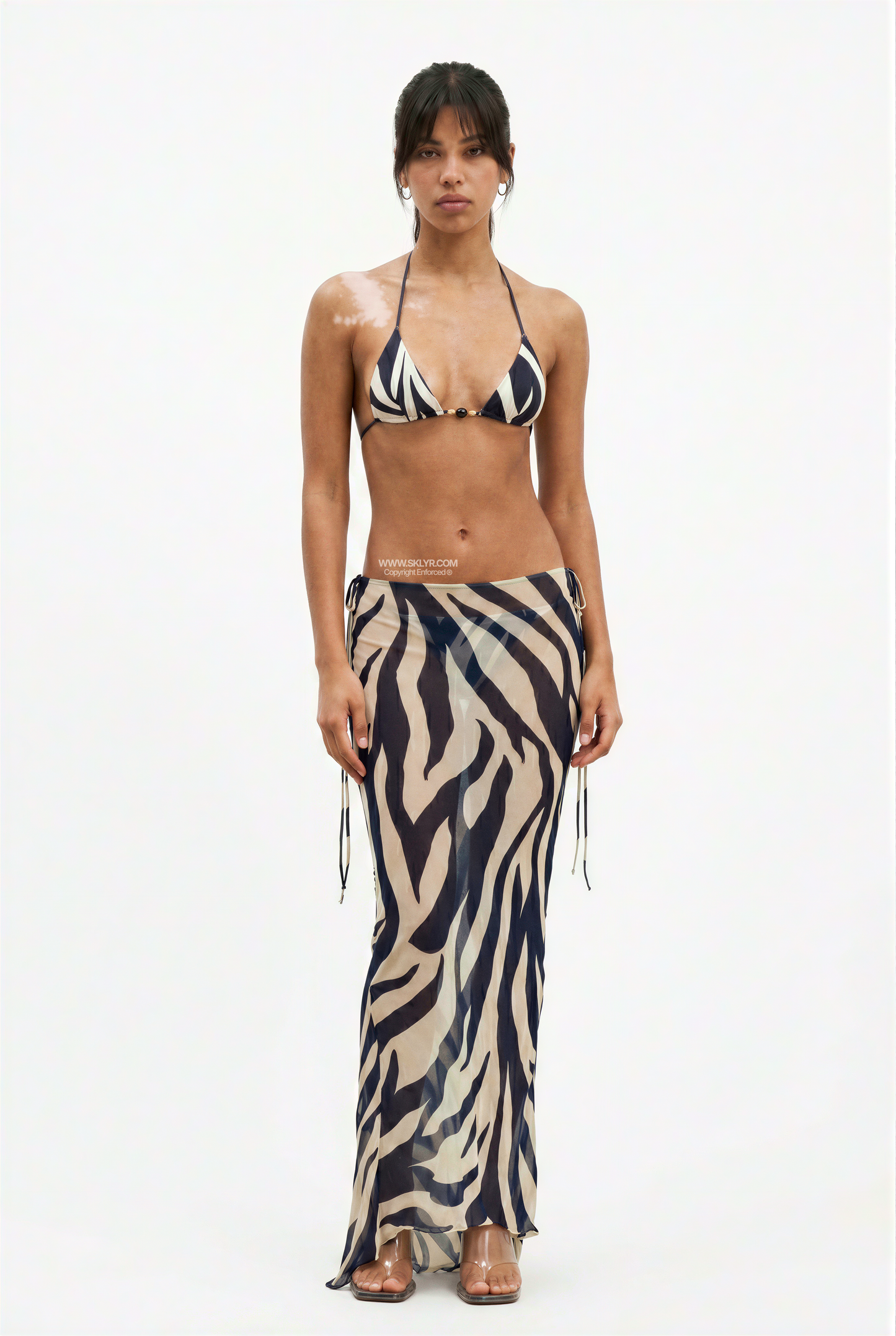 Zebra Print 3-Piece Sheer Mesh Set Bikini
