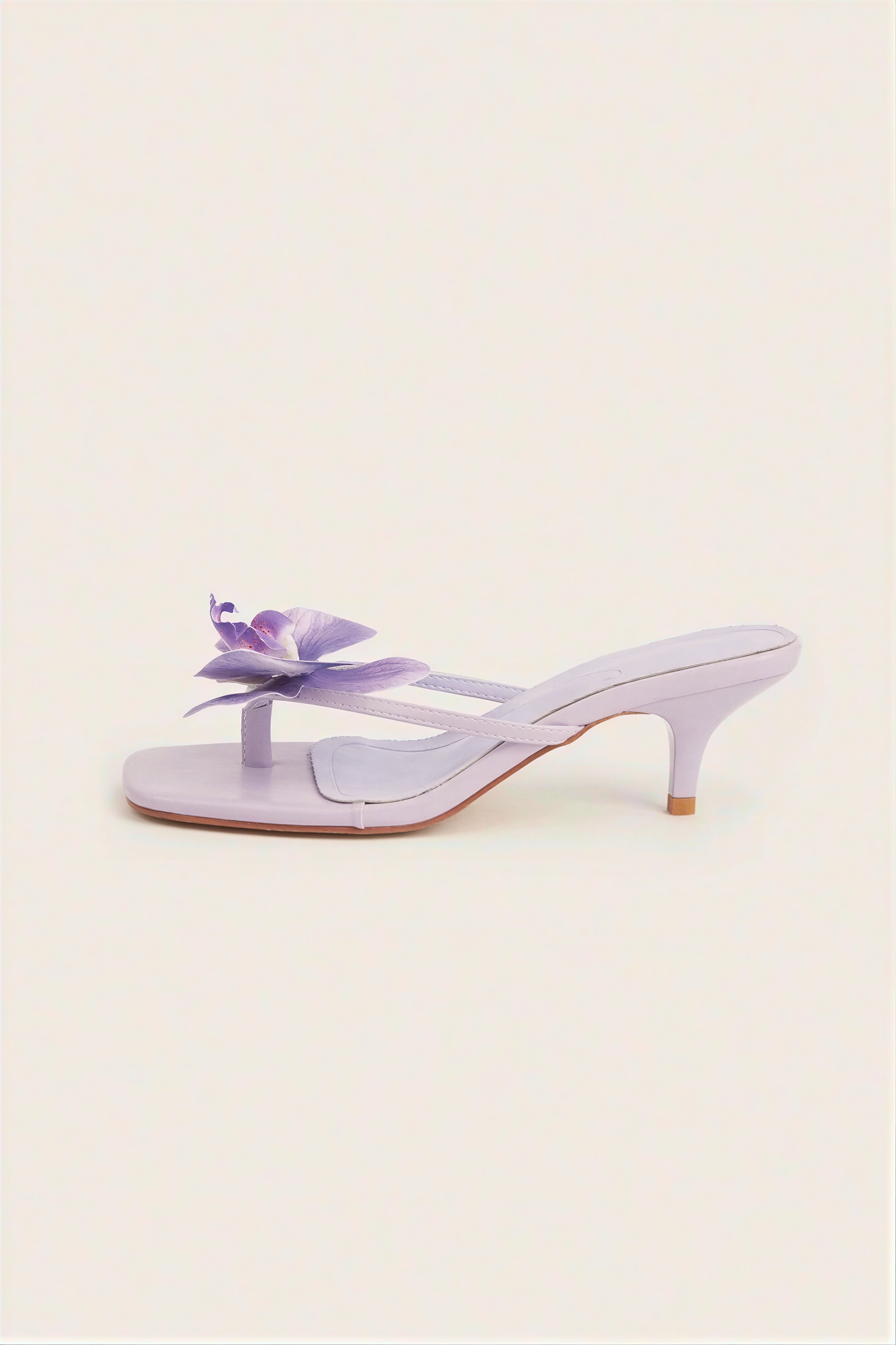 Lilac Orchid Square-Toe Kitten Heel Sandals
