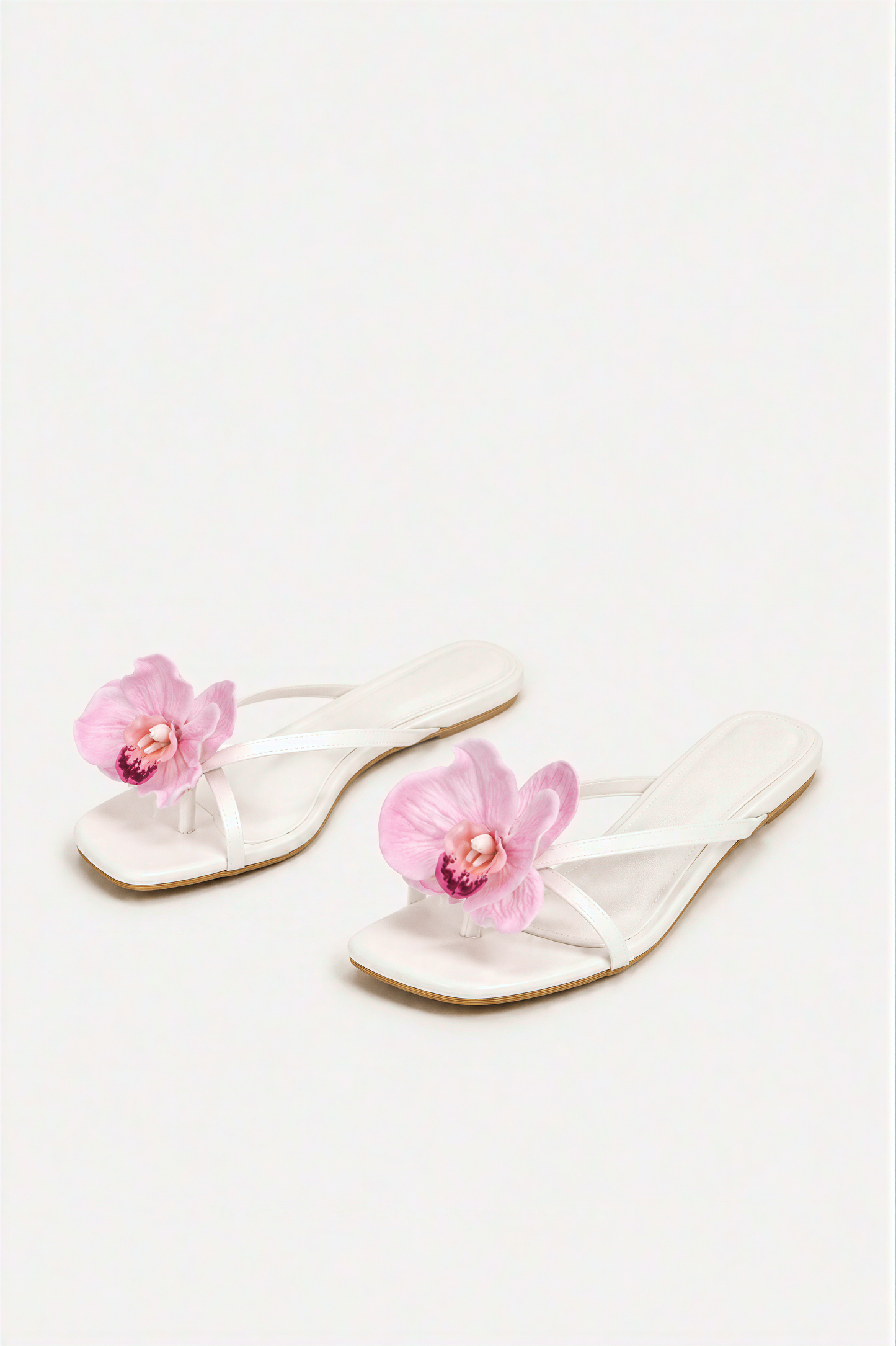 Floral Appliqué Thong Sandals