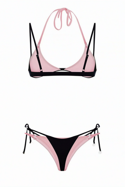 Two-Tone Halter Bikini Set