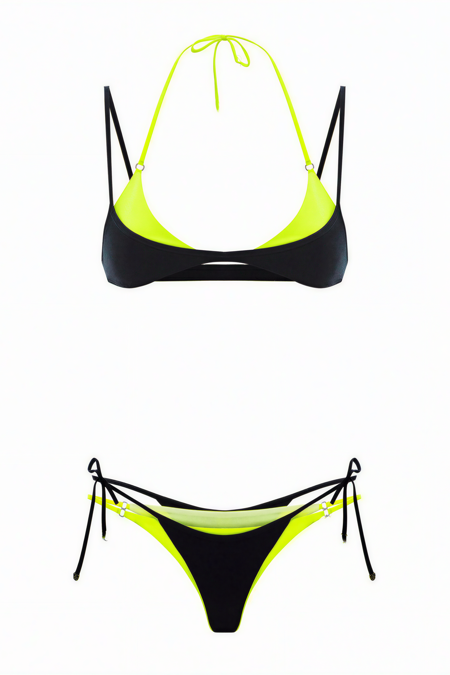 Two-Tone Halter Bikini Set