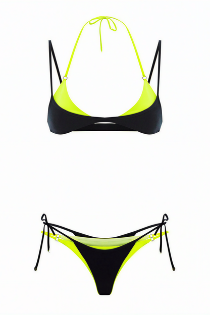 Two-Tone Halter Bikini Set