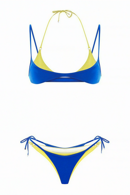 Two-Tone Halter Bikini Set
