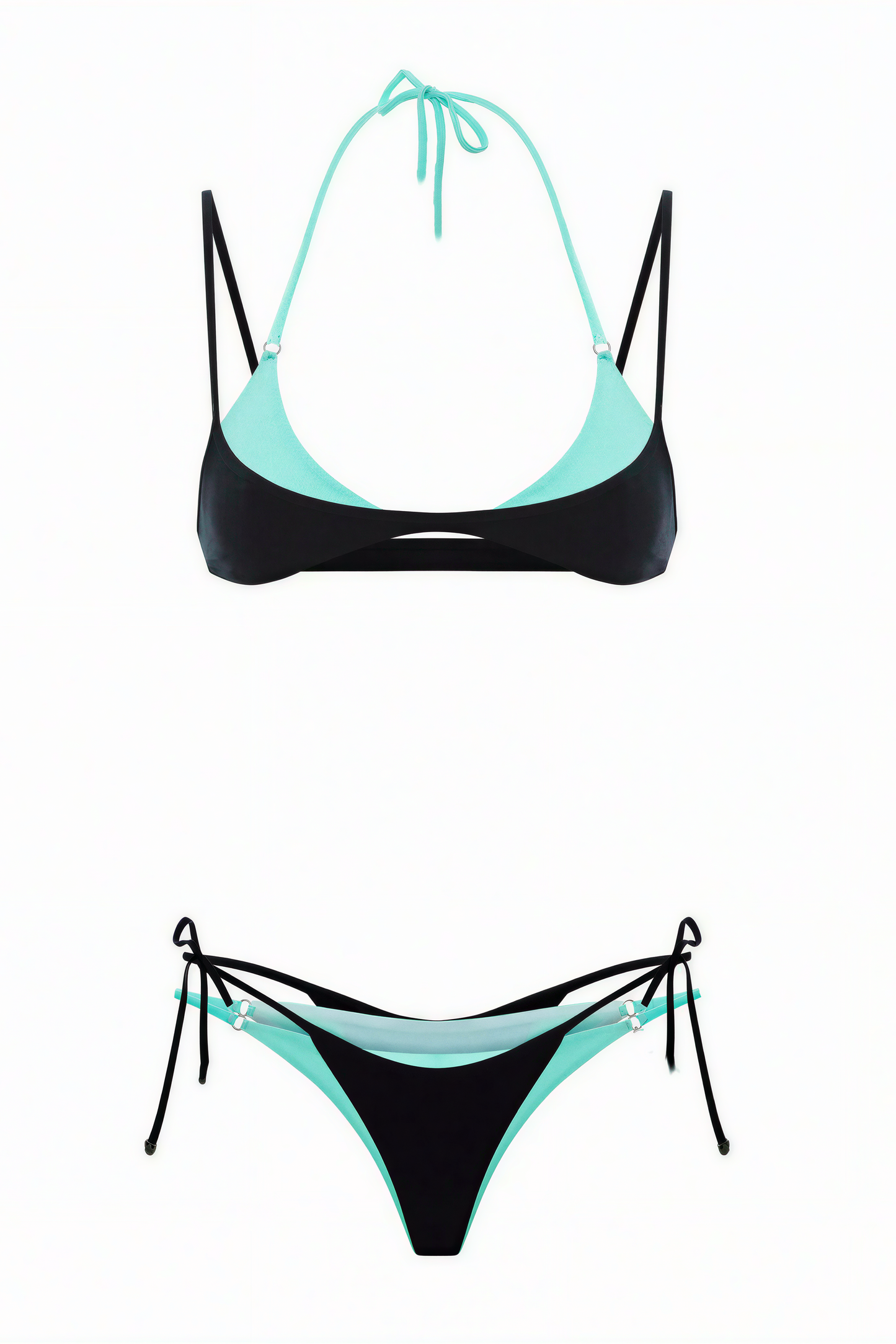 Two-Tone Halter Bikini Set