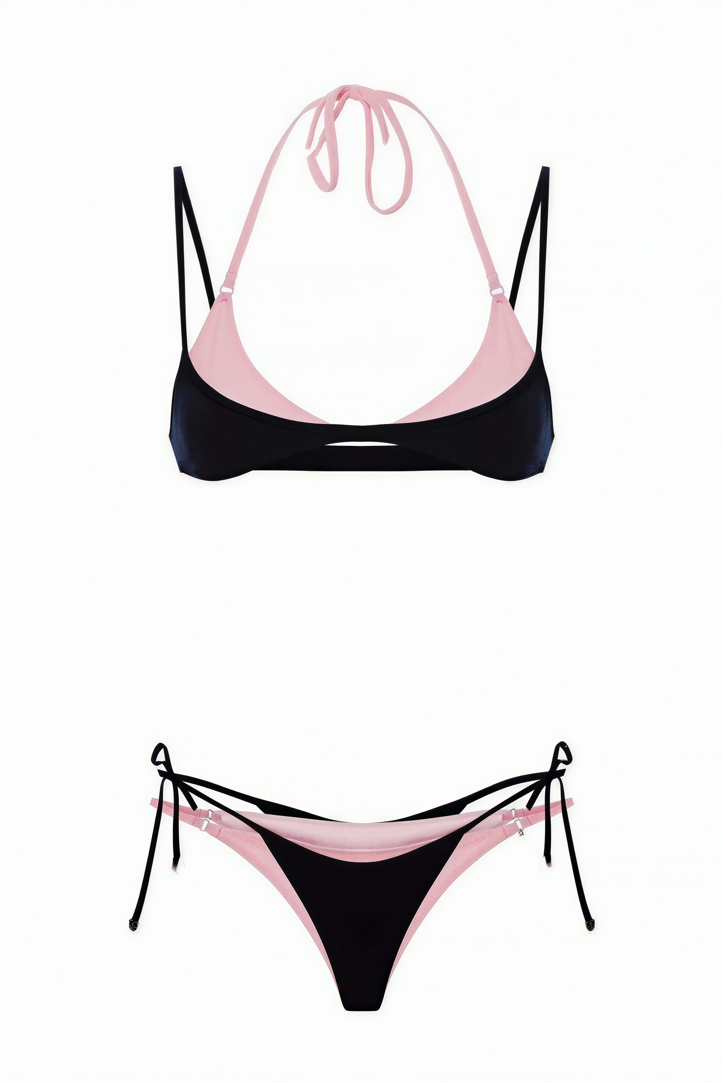 Two-Tone Halter Bikini Set