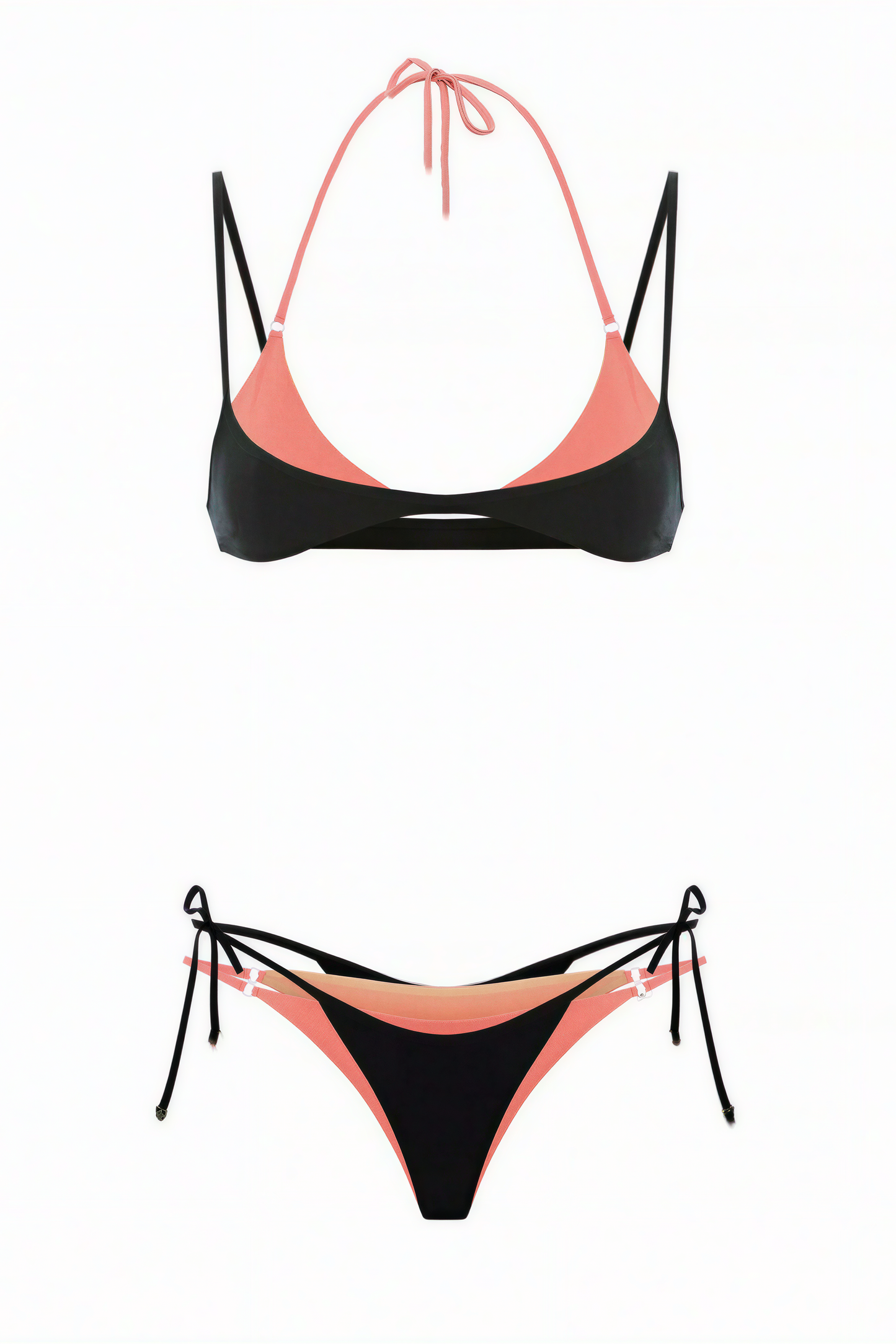 Two-Tone Halter Bikini Set