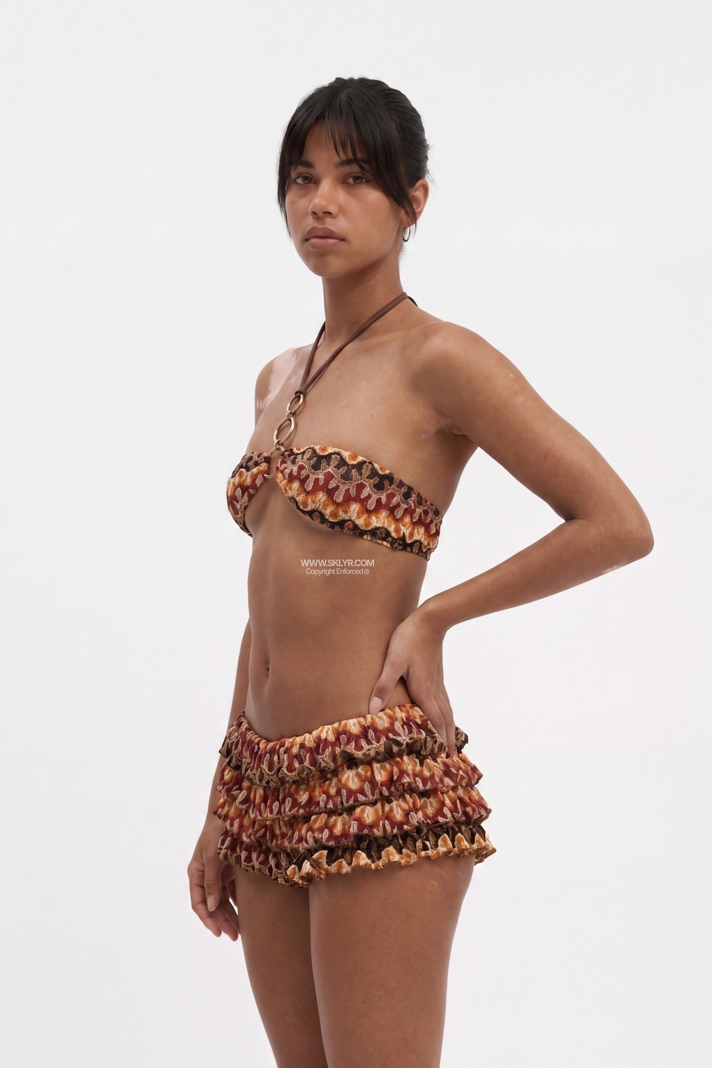 Paisley Print O-Ring Halter Bikini Set