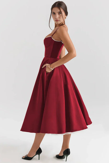 Tulle-Cut Midi Dress